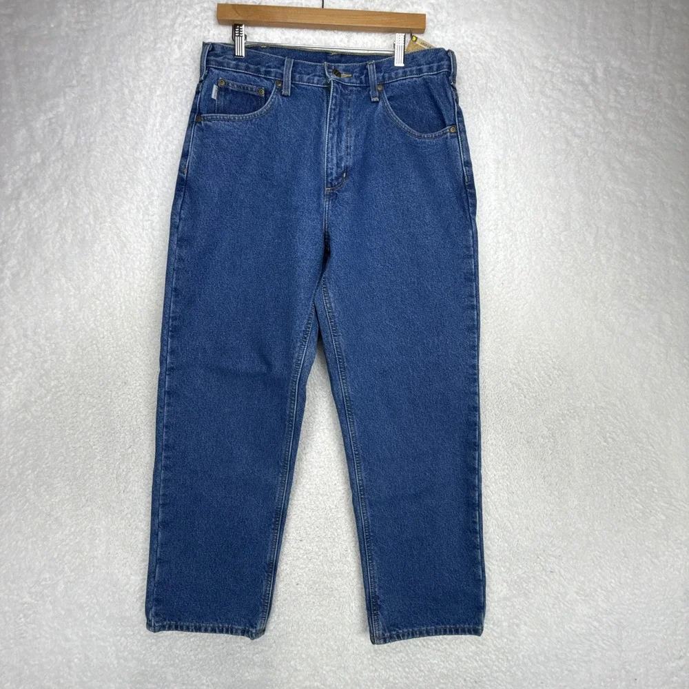 Carhartt‎ B172 DST Relaxed Fit Flannel Lined Straight Leg Jeans Mens 46x32 NWT